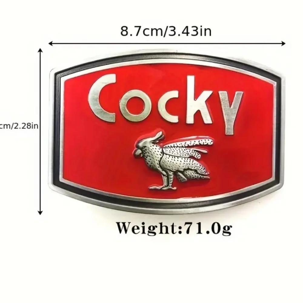 Cocky Red Enamel Western Belt Buckle Silver Tone Rooster Cowboy Rodeo